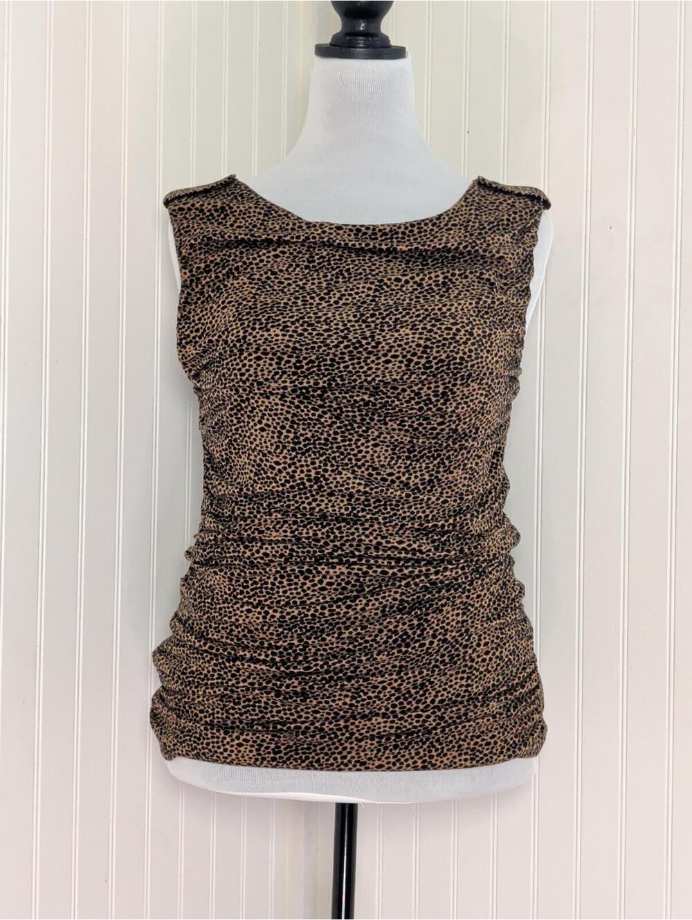 Ann Taylor Sleeveless Leopard Print Mob Wife Chic  Top Size L